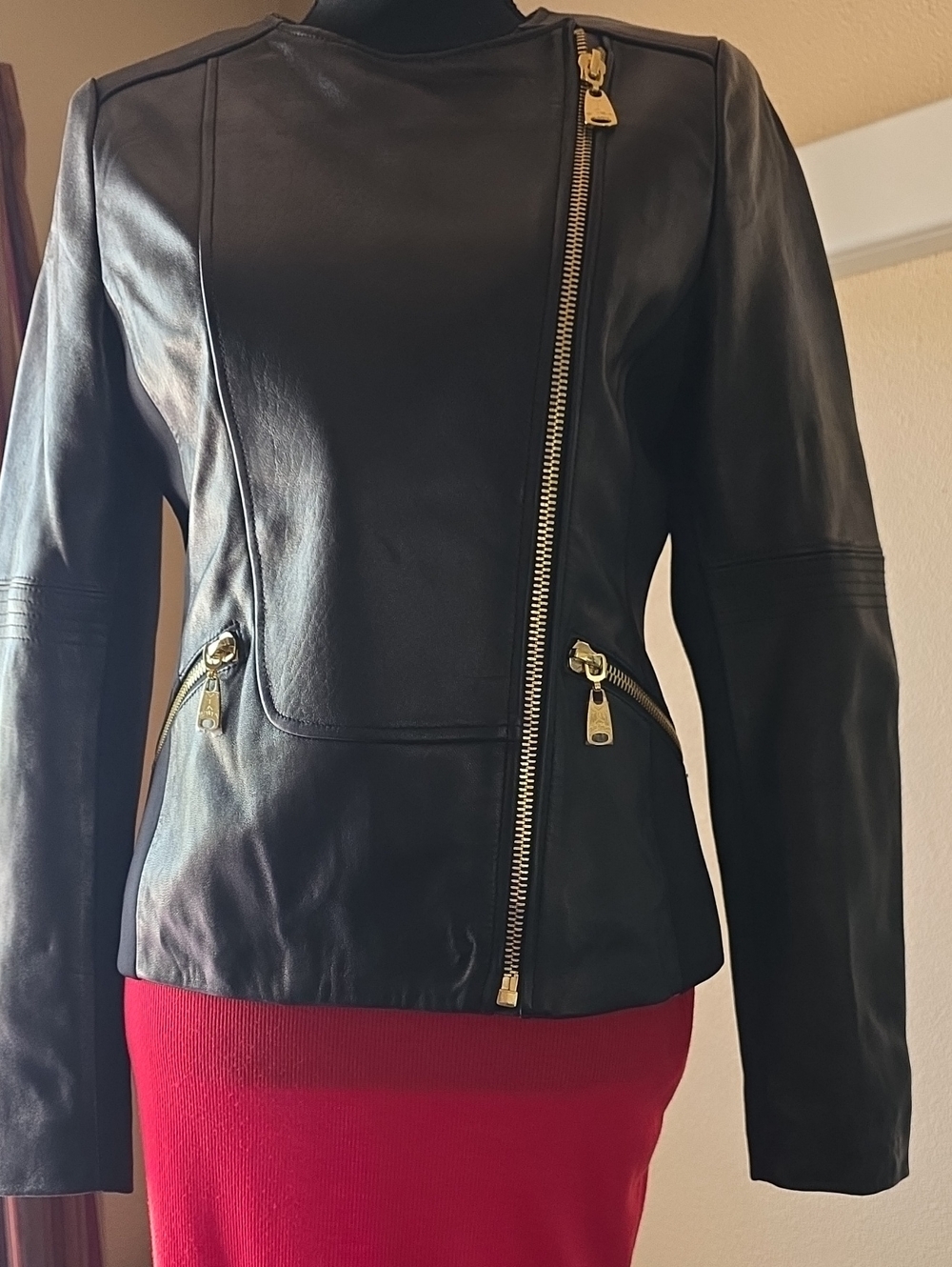 Black Via Spiga Leather Jacket
